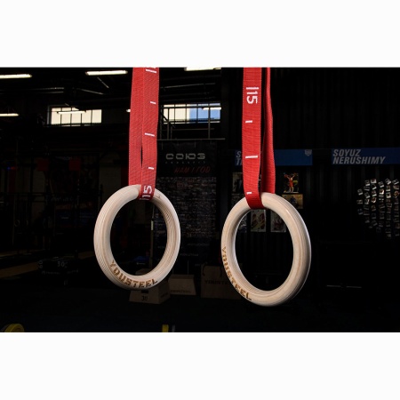 Купить Кольца гимнастические 32 мм красные стропы в Сельцо 